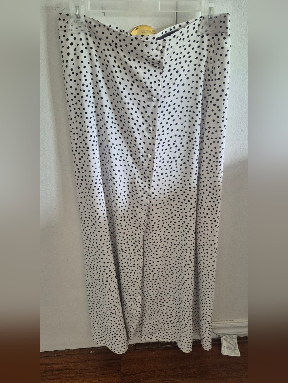 Primark White Maxi Skirt with Black Polka Dots